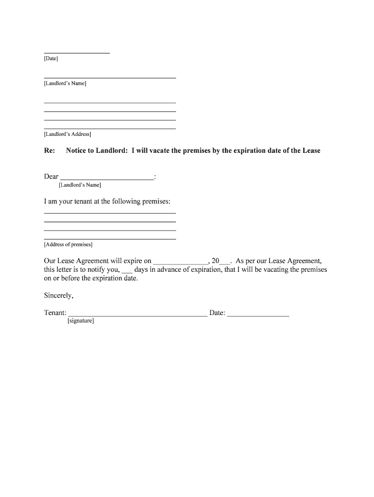 Sample Notice to Vacate Form LegalHandle