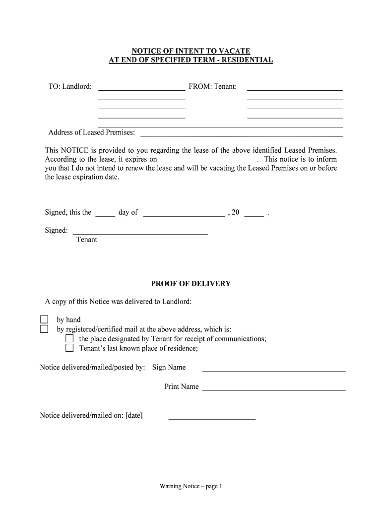 Vacating FAQTenants Union  Form