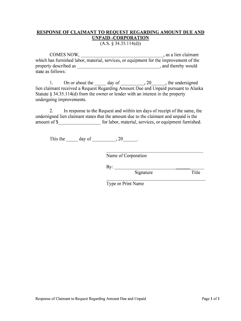 UNPAID CORPORATION  Form