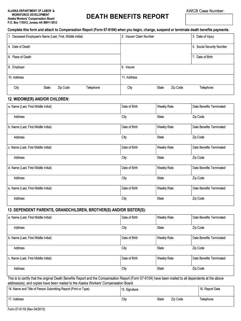 Alaska Workers' Compensation Board Alaska Dept of Labor  Form