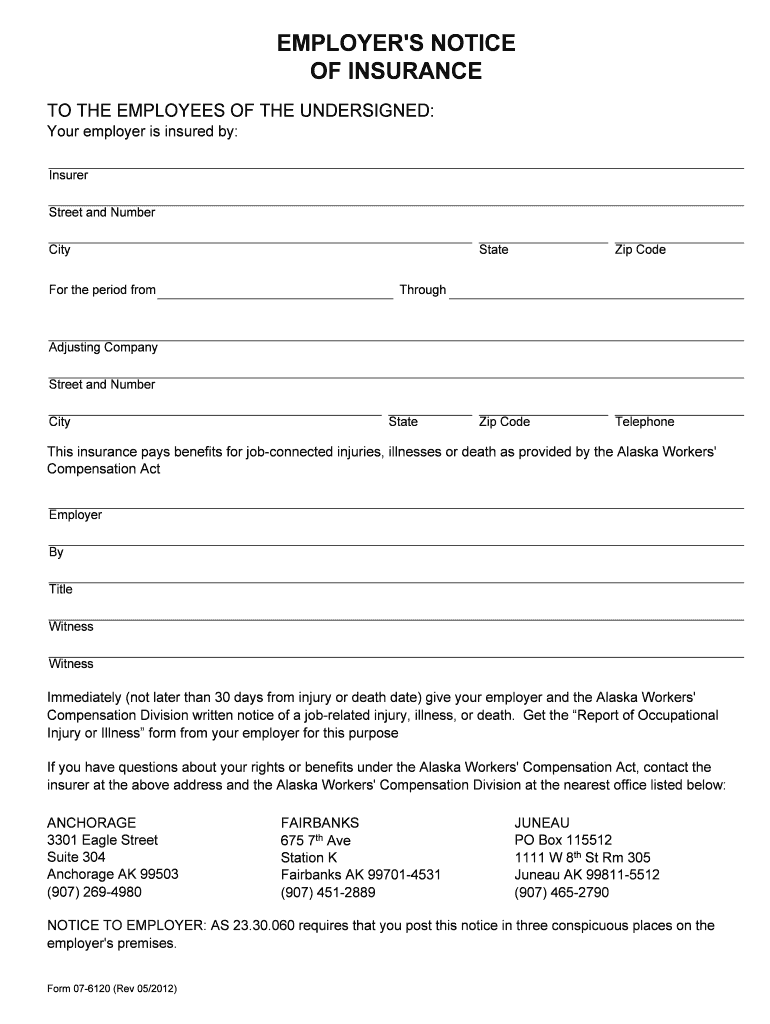 EMPLOYER'S NOTICE of INSURANCE  Form