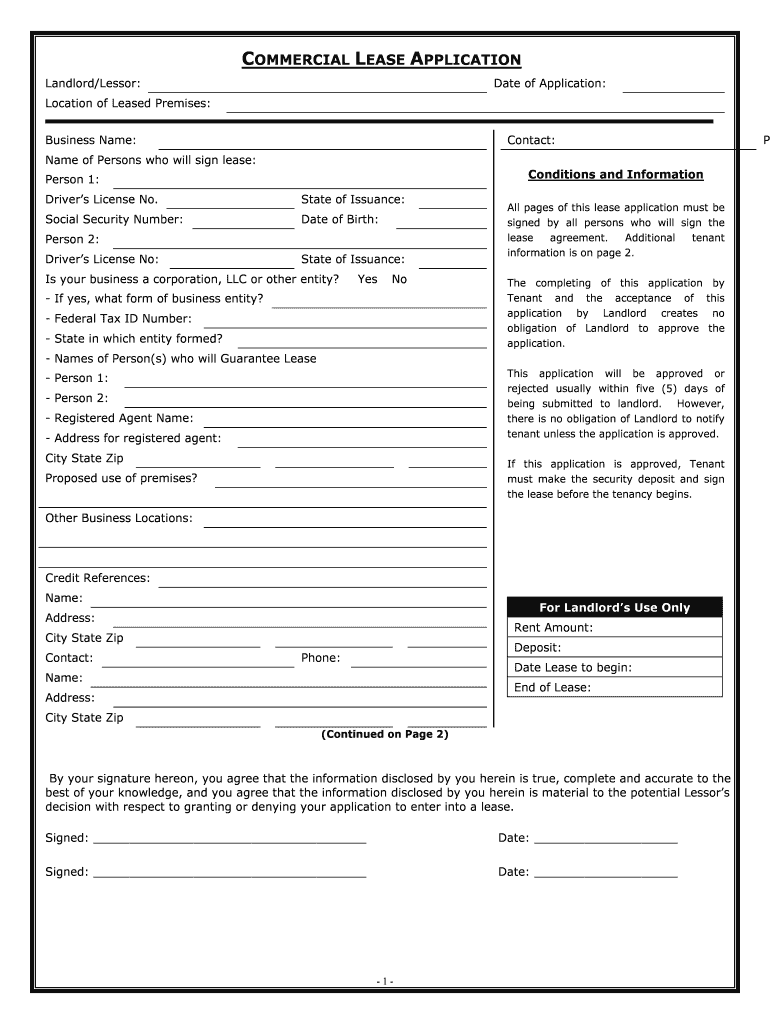 COMMERCIAL LEASE APPLICATION Schwab Properties, LLC  Form