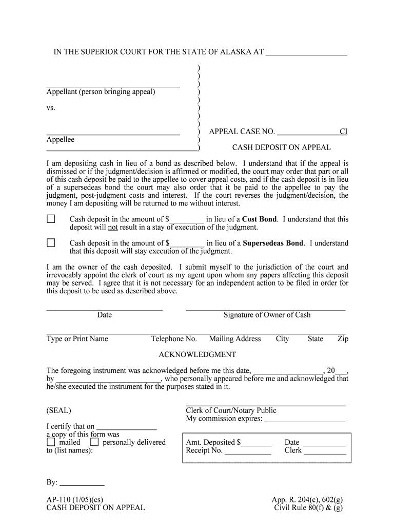 In an ADMINISTRATIVE APPEAL REQUEST Alaska  Form