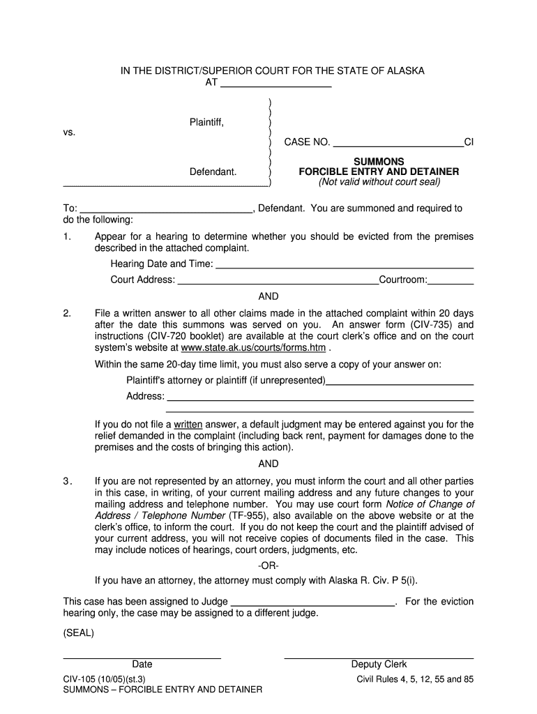 Appear for a Hearing to Determine Whether You Should Be Evicted from the Premises  Form