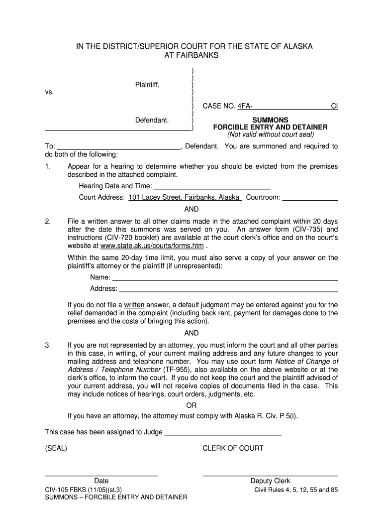 Complaint to Collect a Debt State of Alaska  Form