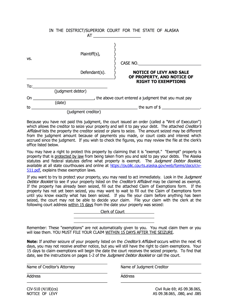 CIV 730 F E D Complaint 9 14 State of Alaska  Form