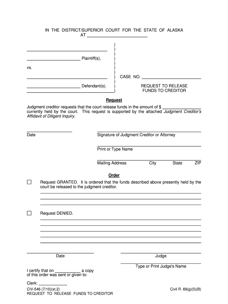 In the DISTRICT COURT for the STATE of ALASKA at KENAI  Form