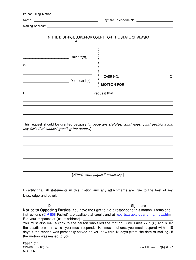 CIV 815 Reply to Response to Motion 705 State of Alaska  Form