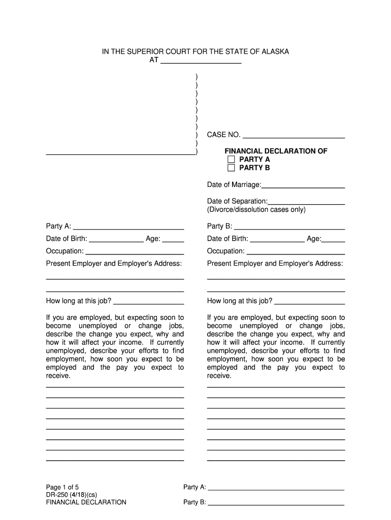 Justia Financial Declaration Alaska State Forms