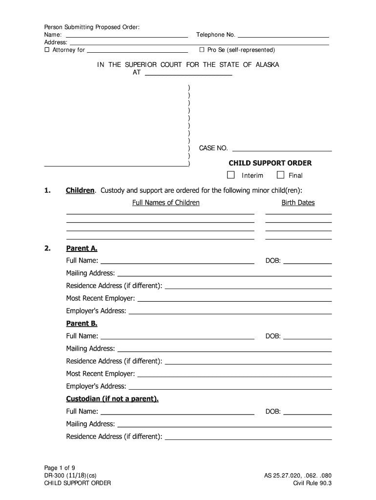 Fillable Online DR 300 Alaska Court Records State of Alaska Fax  Form