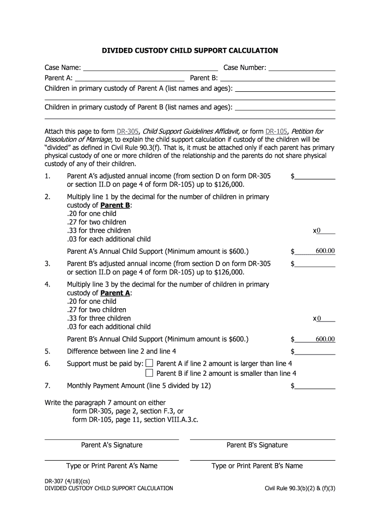 DR 310 How to Calculate Child Support Civil Rule ANDVSA  Form