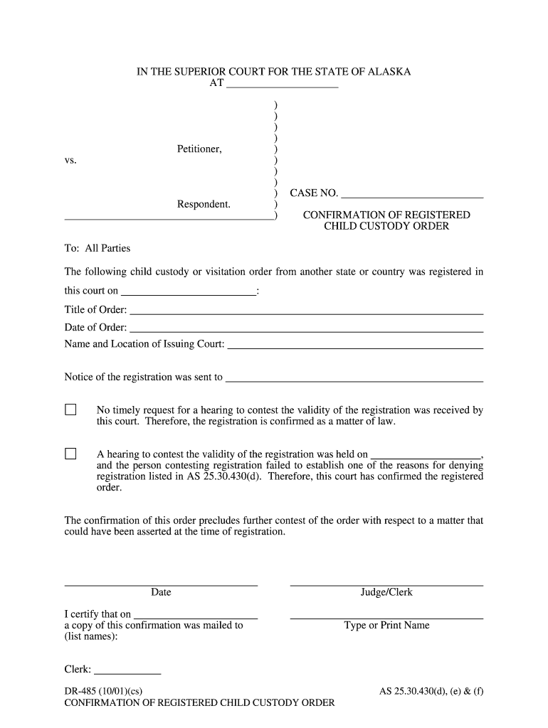 AFFIDAVIT to REGISTER a FOREIGN CHILD CUSTODY  Form