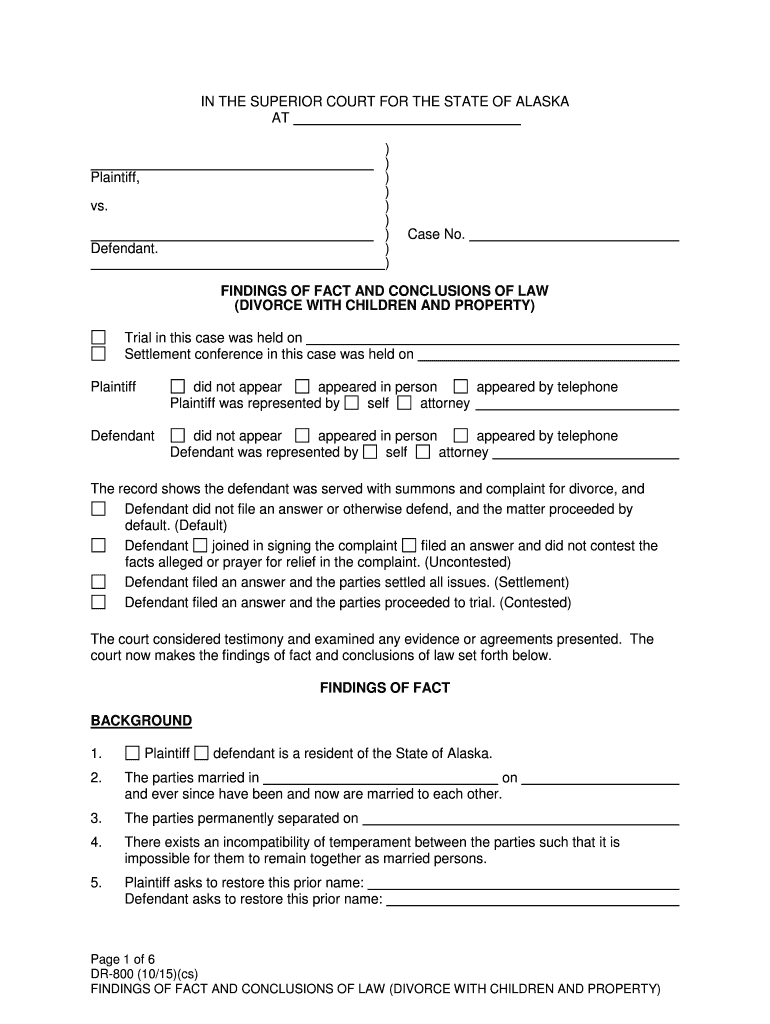 Fillable Online DR 801 &amp;amp; 806 Alaska Court Records State  Form