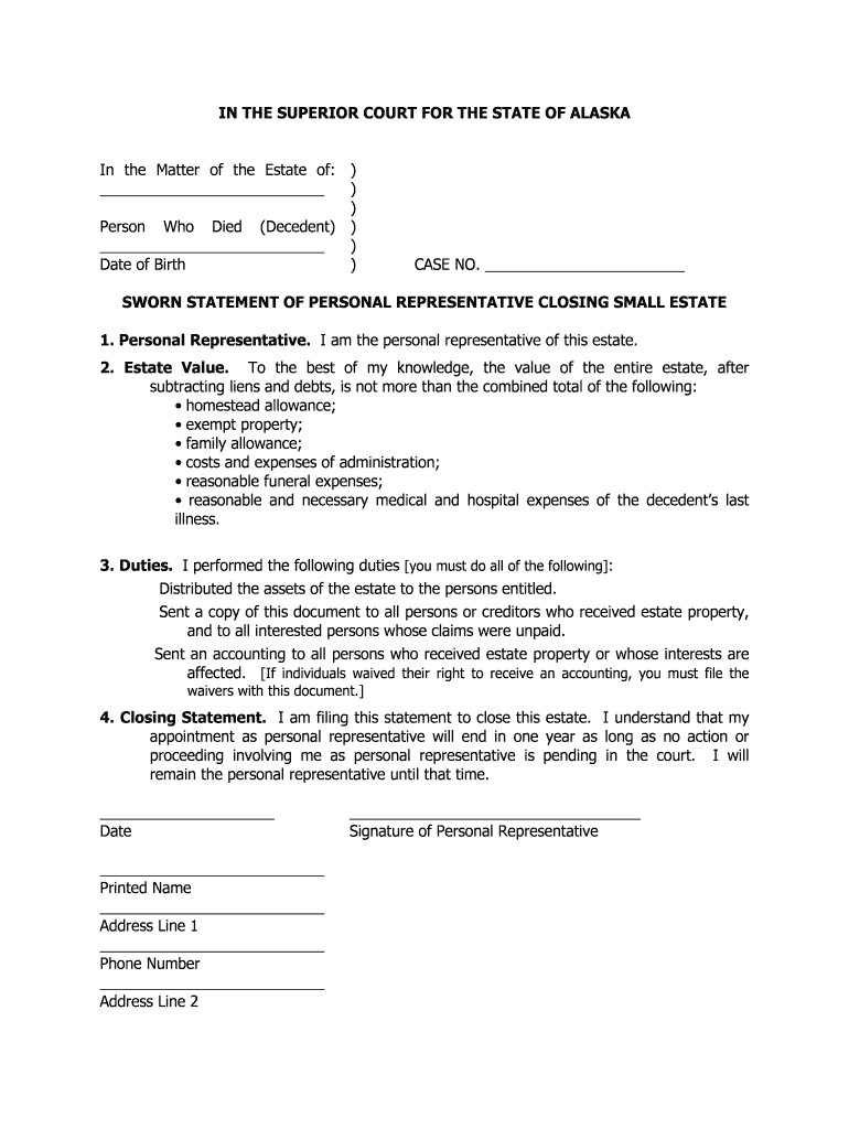 Form P 341 Download Fillable PDF, Notice to Creditors Alaska