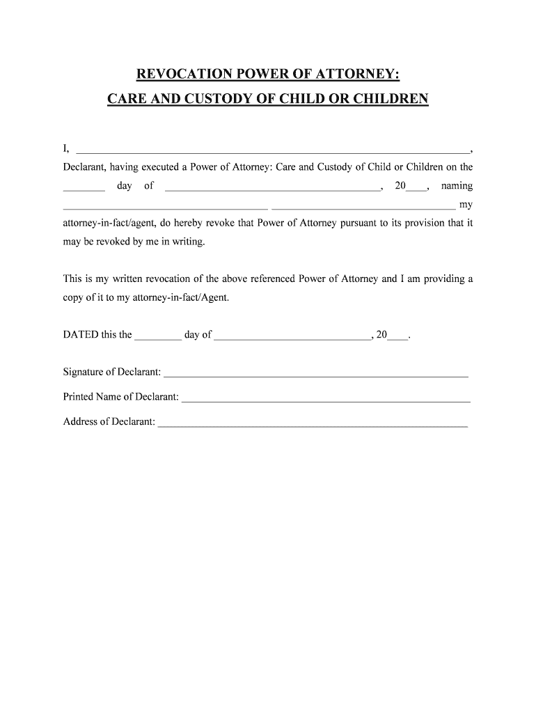 REVOCATION POWER of ATTORNEY  Form