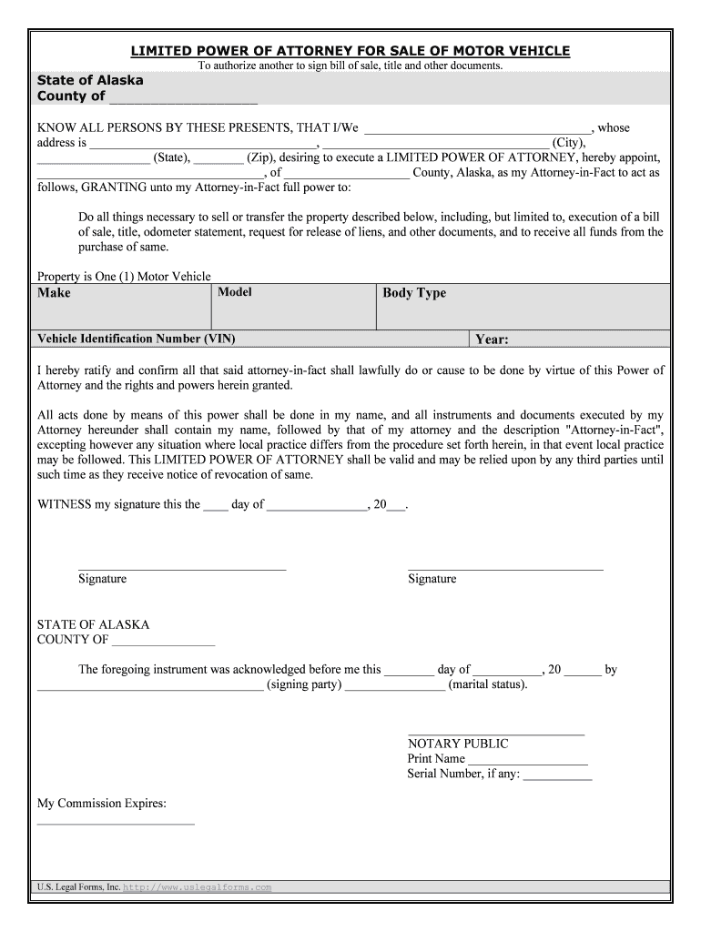 Delaware Motor Vehicle Power of Attorney Form PDF Format