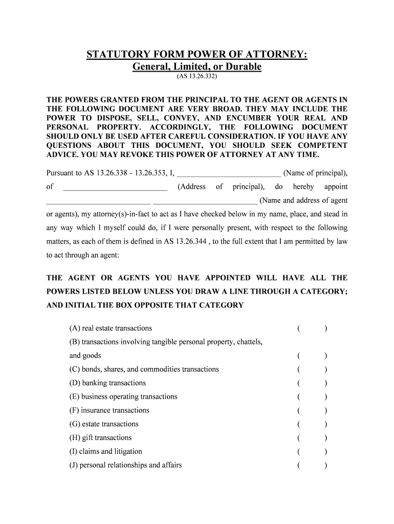 Sec 13 26 332 Statutory Form Power of Attorney