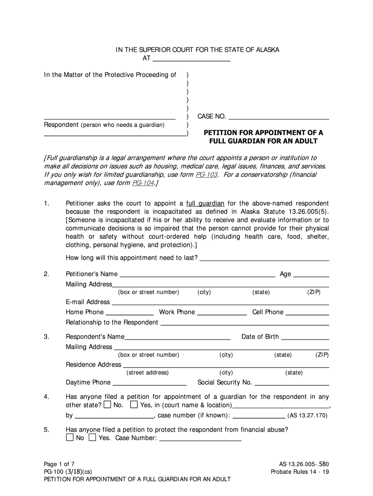 PG 410 Order Appointing Temporary Guardian State of Alaska  Form