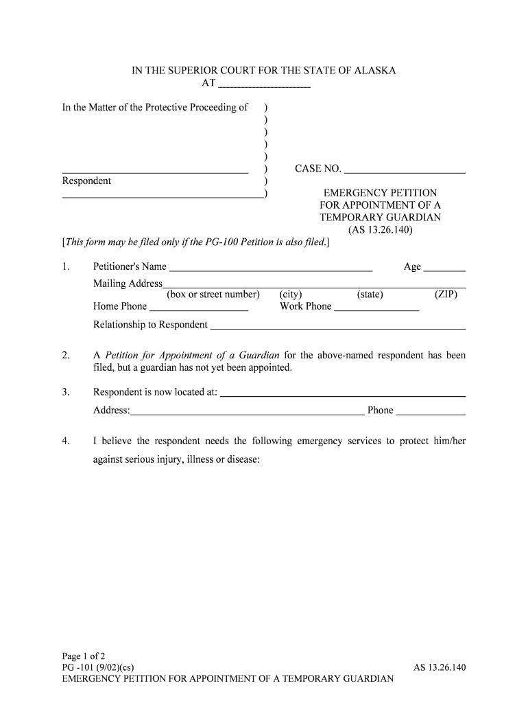 PG 101 State of Alaska  Form