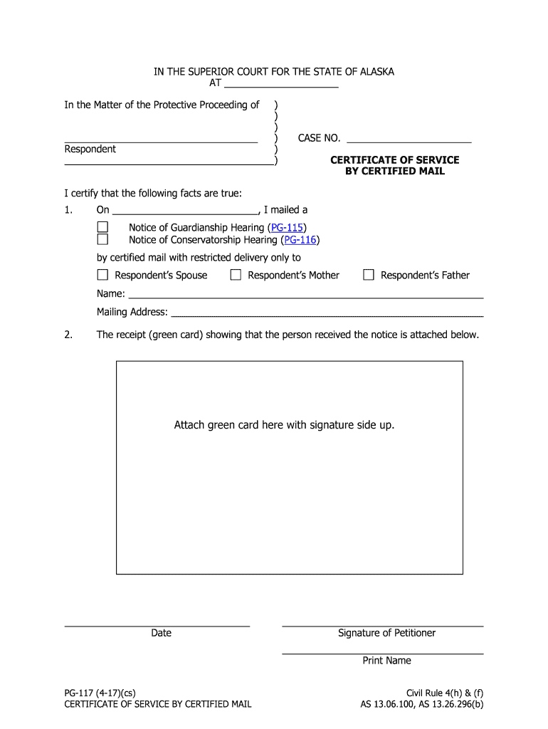 Fill and Sign the Pg 117 Certificate of Service by Certified Mail Probate and Gaurdianship Form