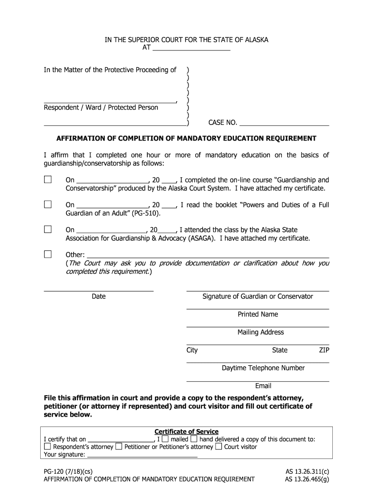 AFFIRMATION of COMPLETION of MANDATORY EDUCATION REQUIREMENT  Form
