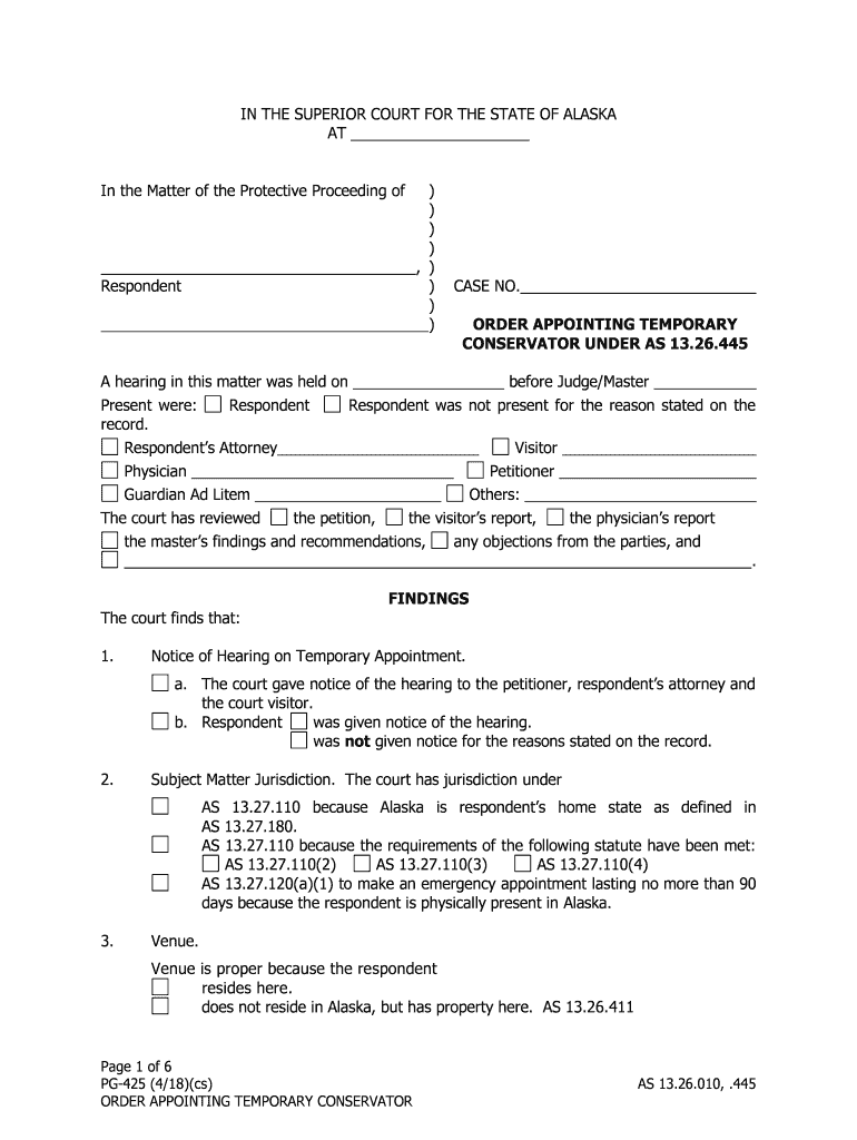 PG 420 Order Authorizing Single Transaction State of Alaska  Form