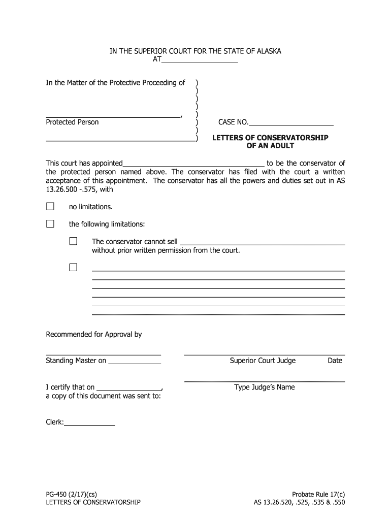 PG 450 Letters of Conservatorship of Adult  Form