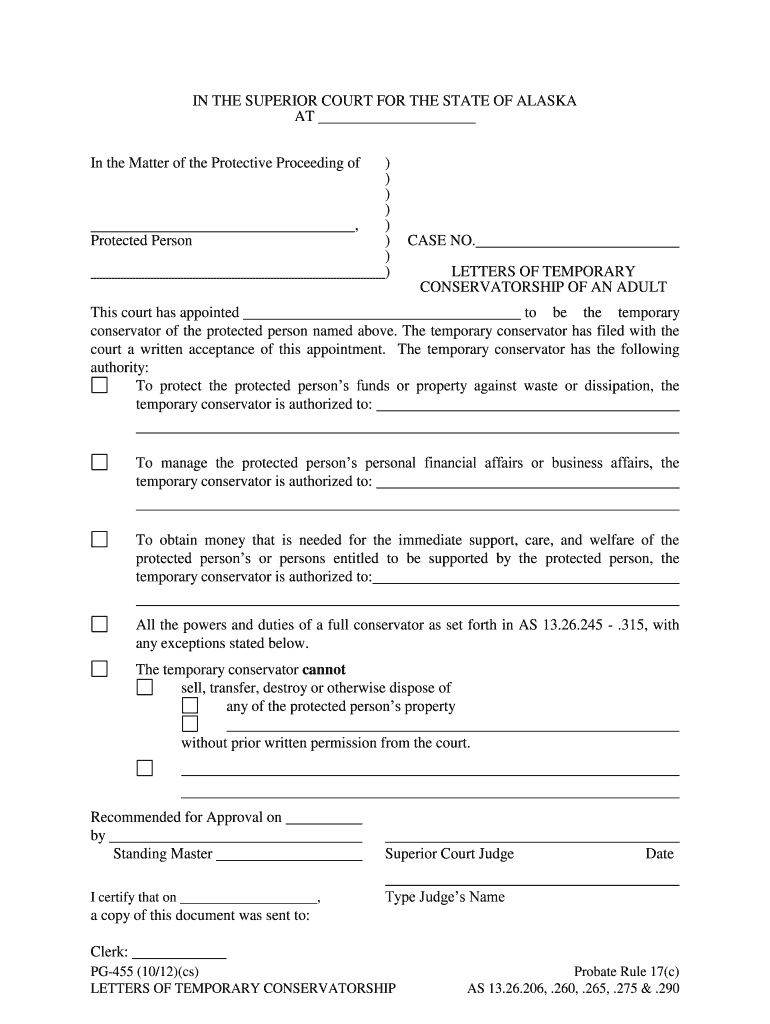 CONSERVATORSHIP of an ADULT  Form