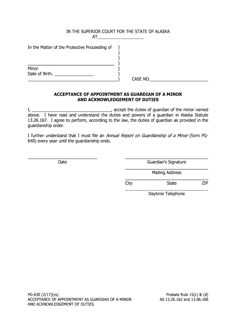 Fillable Online PG 630 Acceptance of Appointment pdfFiller  Form