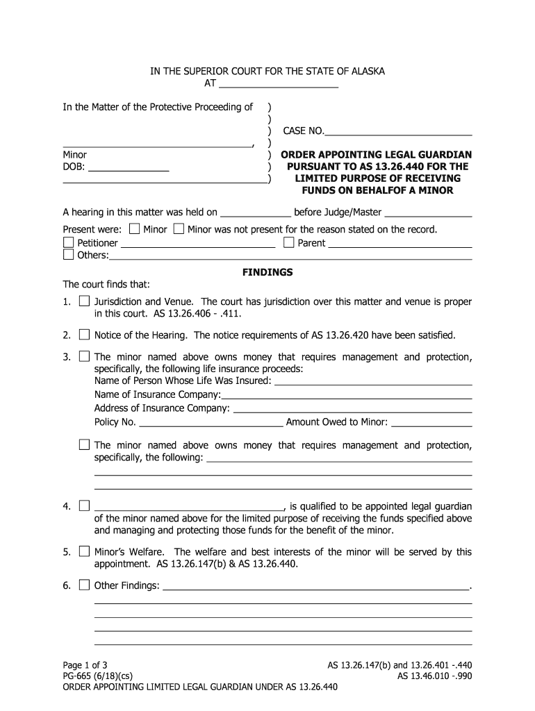 ORDER APPOINTING LEGAL GUARDIAN  Form