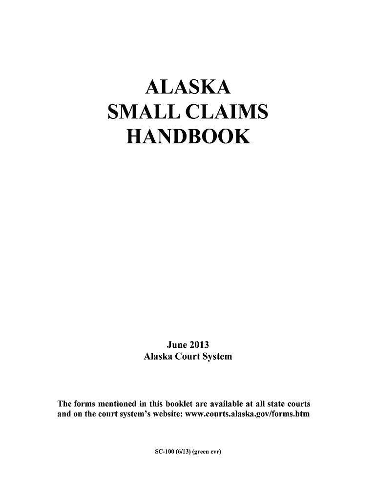 Alaska Small Claims Handbook Fill Online, Printable  Form