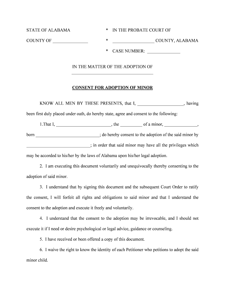 Termination of Parental Rightsfoster Parent Alabama  Form