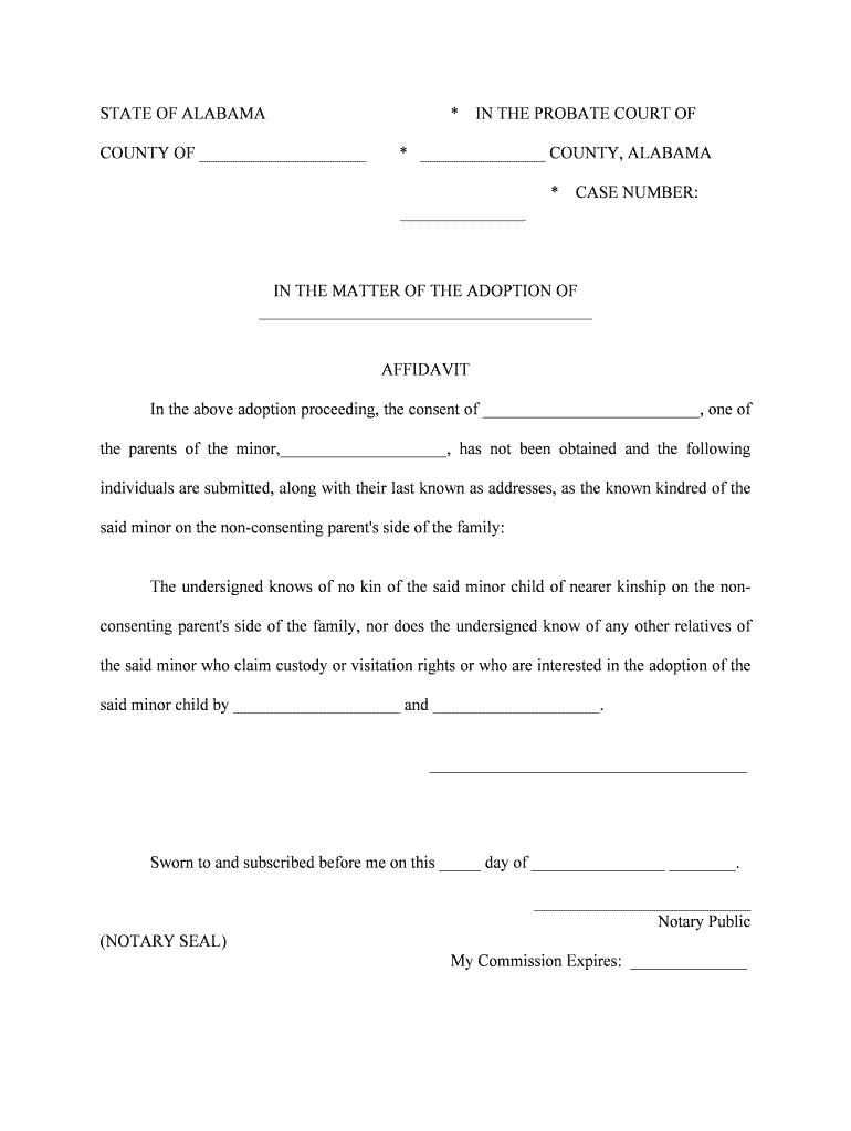 Adoptions and Alabama Law Alabama Legislative Services  Form