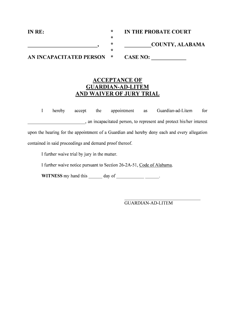 FORMS for GUARDIANSHIP of an INCAPACITATED INDIVIDUAL