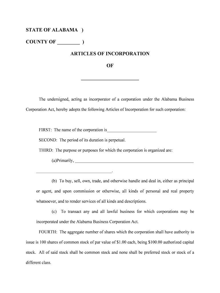 STATE of ALABAMA Startnonprofitorganization Com  Form