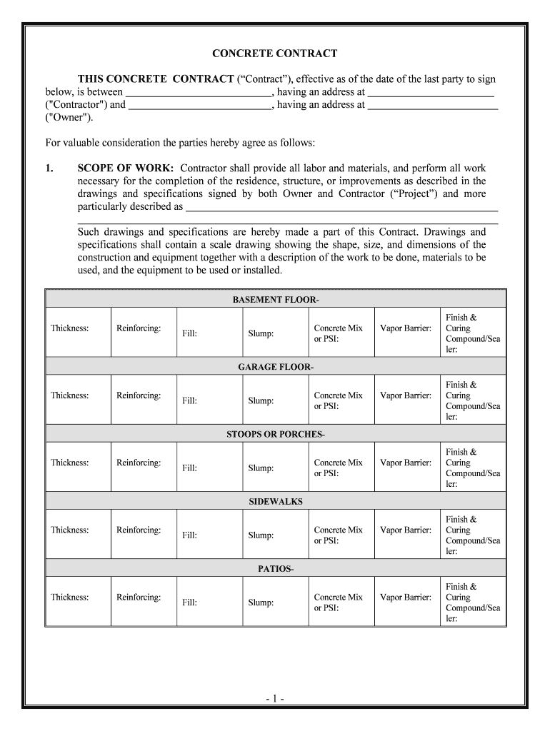 CONCRETE CONTRACT  Form