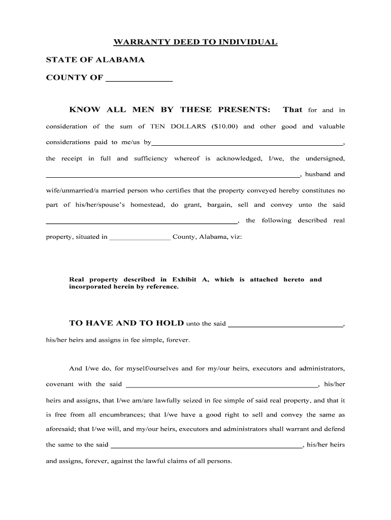 WARRANTY DEED to INDIVIDUAL  Form