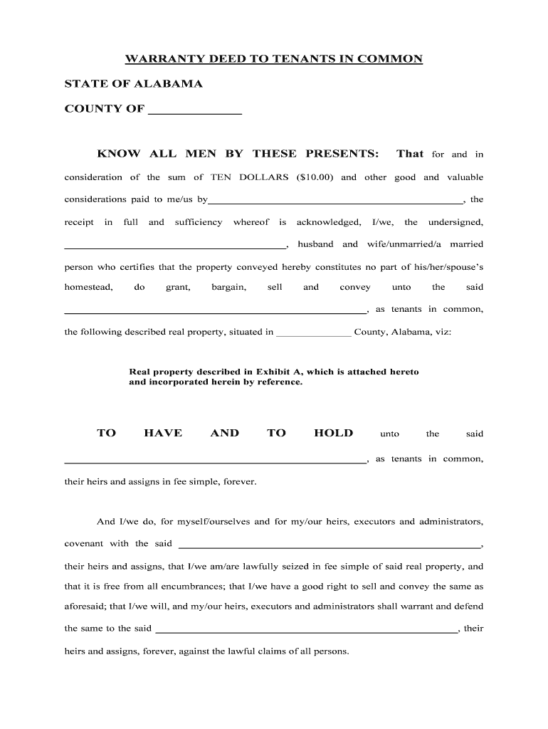 WARRANTY DEED to TENANTS in COMMON  Form