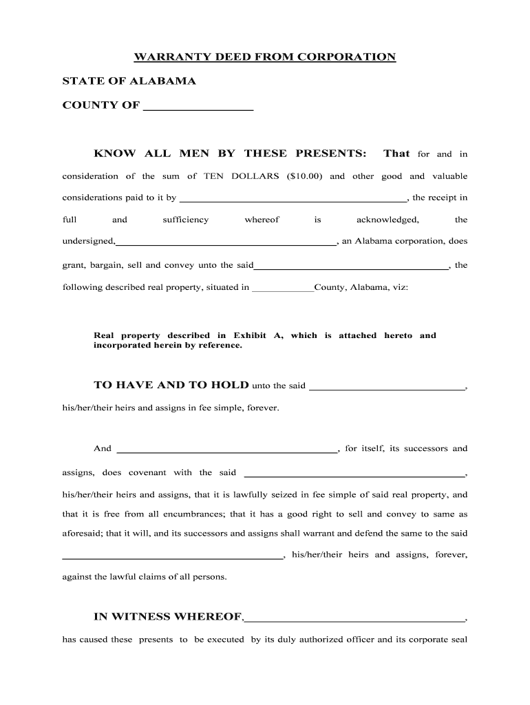 Statutory Warranty Deed from the Company to Middle Bay  Form