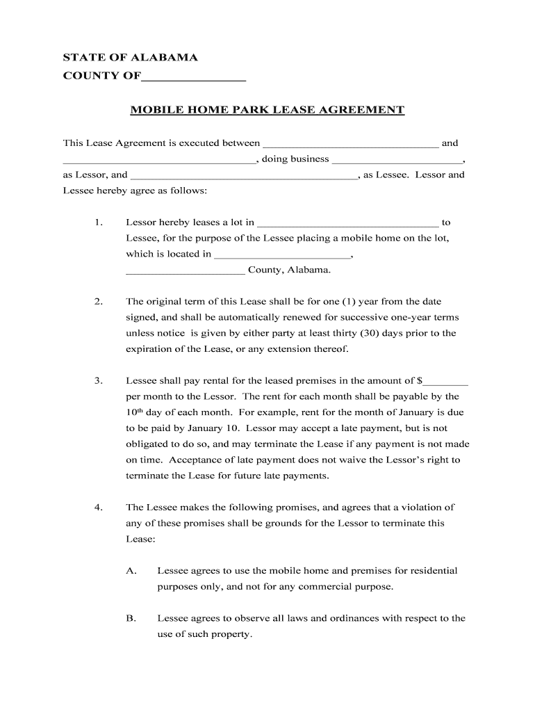 Mobile Home Lot Legal Forms