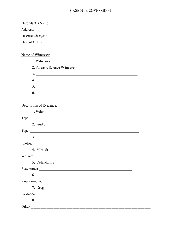 CASE FILE COVERSHEET  Form