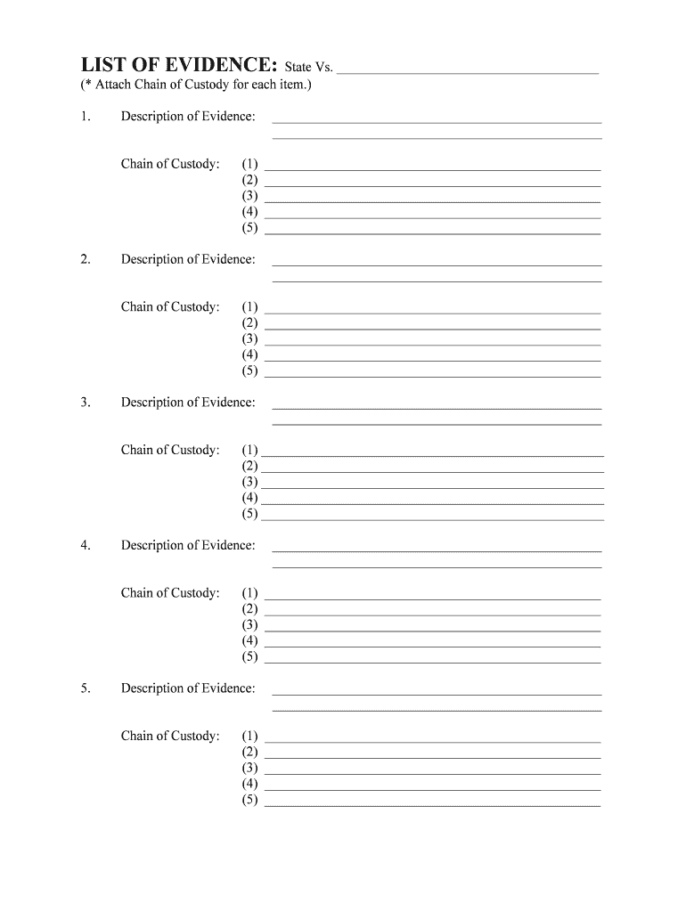 Chapter 3 What You Need to Know About Evidence Form