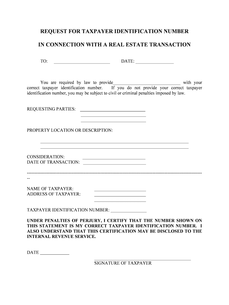 Form W 9 Taxpayer Identification Number Request Response