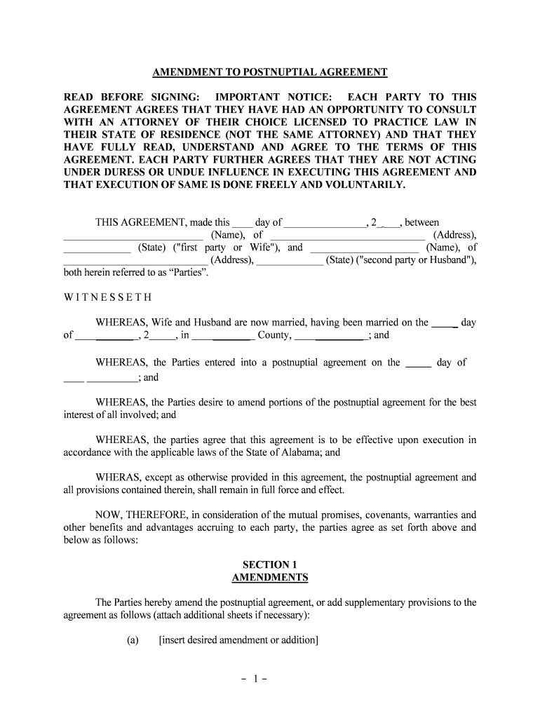 WHEREAS, the Parties Desire to Amend Portions of the Postnuptial Agreement for the Best  Form