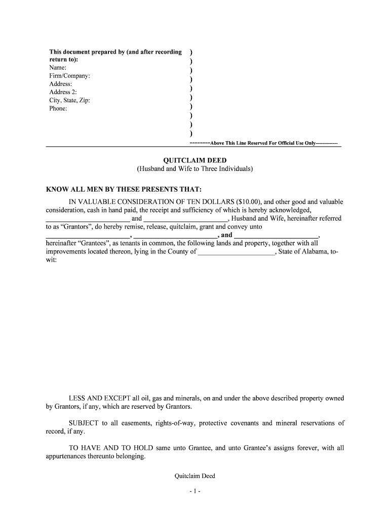 Husband and Wife to Three Individuals  Form