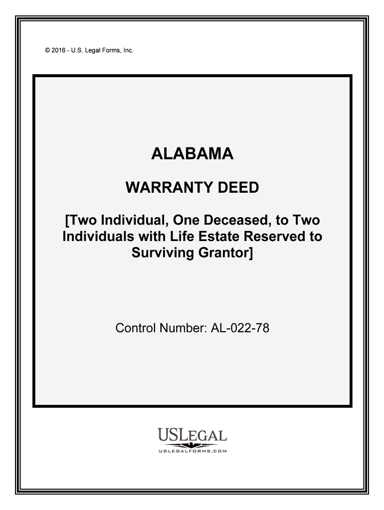Alabama Warranty Deed from Two Individual Grantors, One  Form