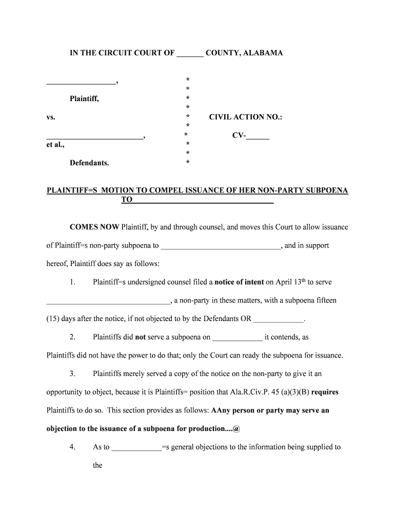 Fill and Sign the Montgomery County Circuit Court of Alabama State of Form