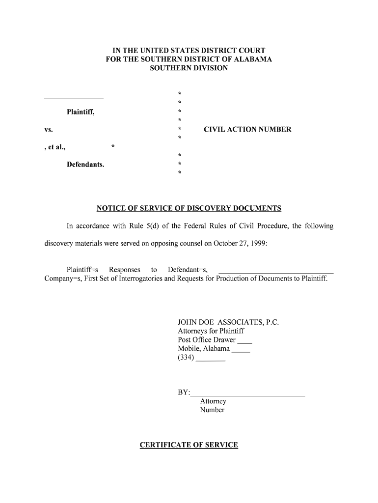 UNITED STATES DISTRICT COURT SOUTHERN DIVISION  Form