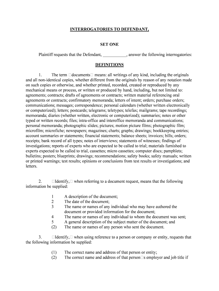 Need Help on Responses to Defendant's Interrogatories, and  Form