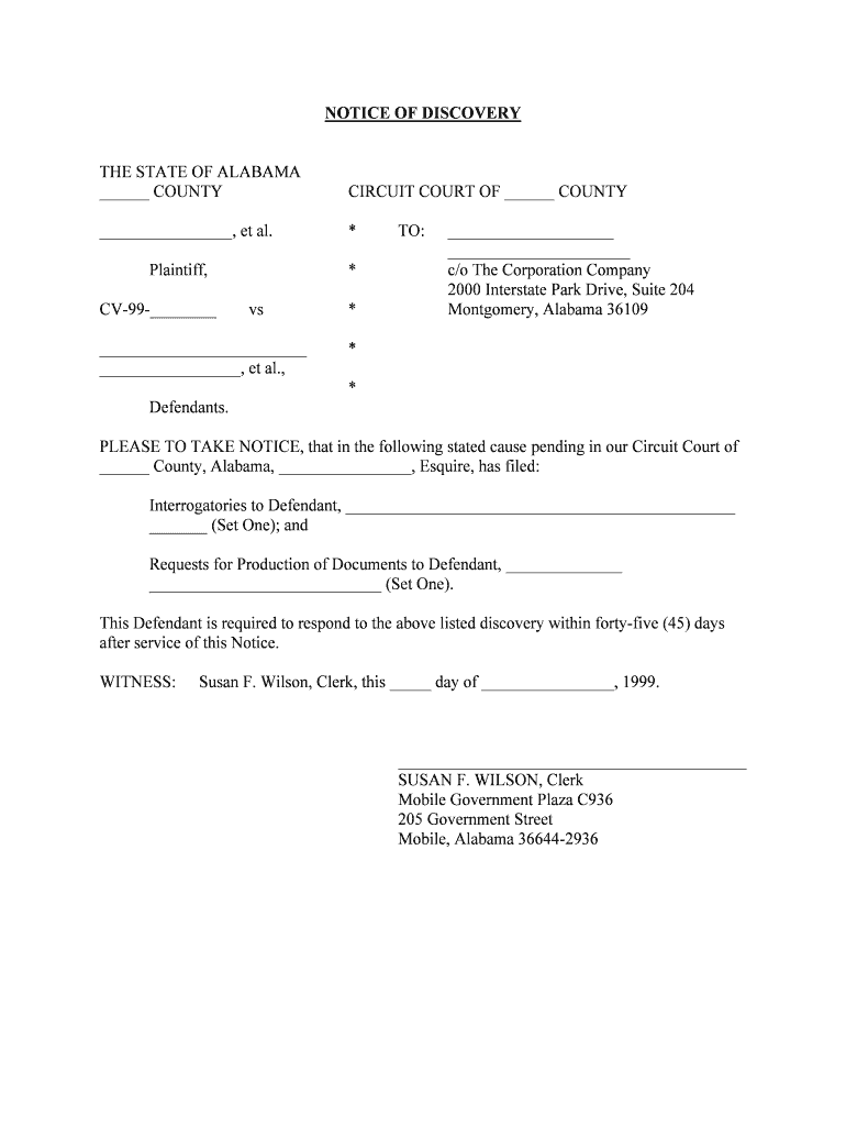 NOTICE of DISCOVERY  Form